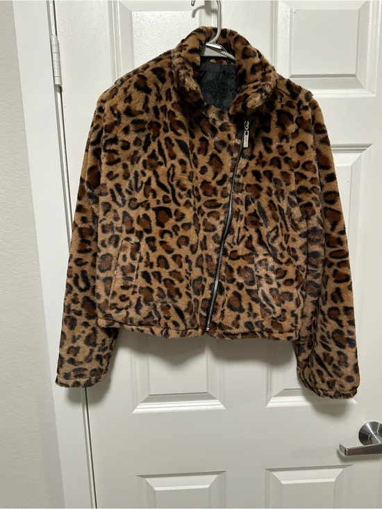 Jou Jou Jackets & Blazers - Jou Jou Leopard Print Faux Fur Jacket in Brown and Black